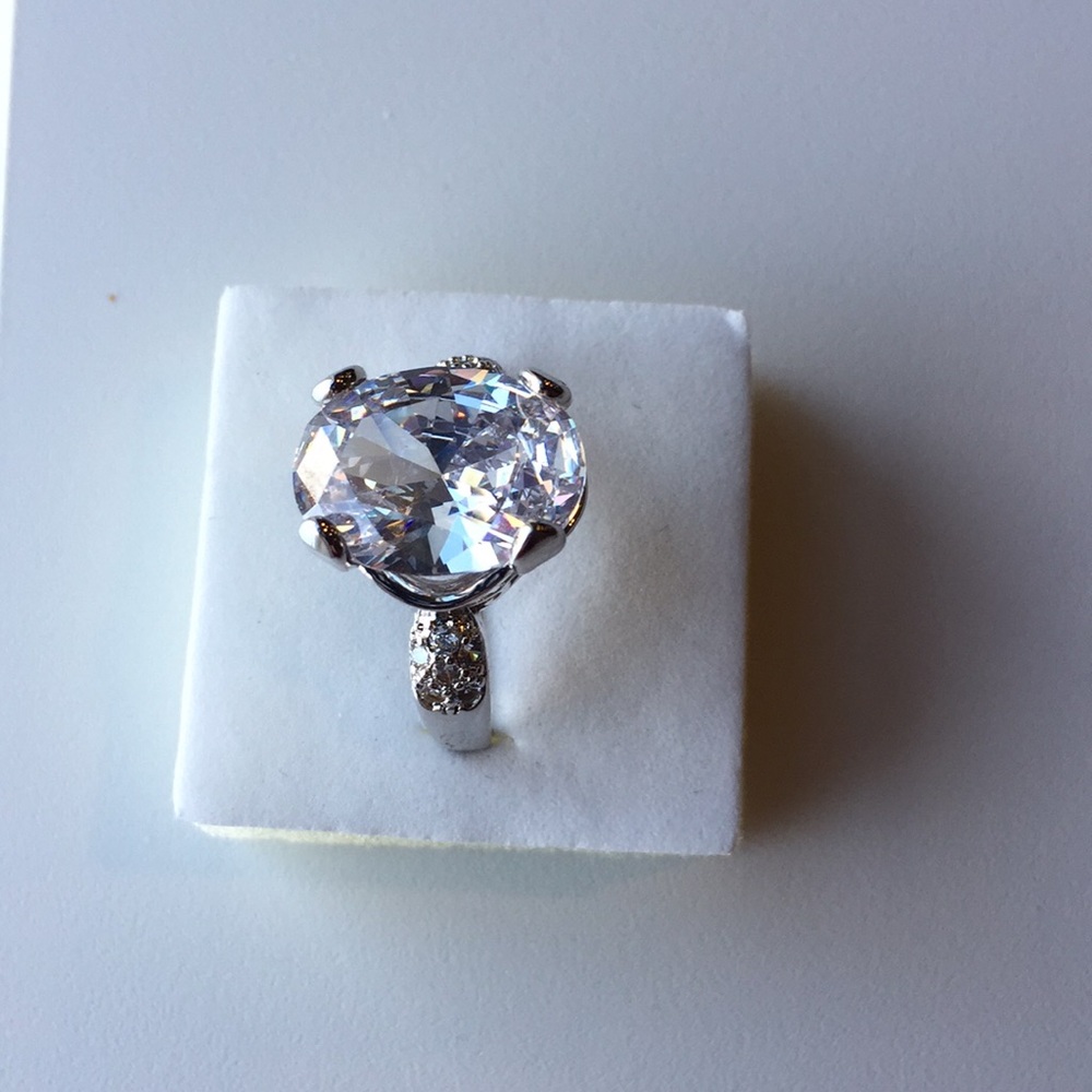 14K White gold over silver 5ct Cubic Zirconia